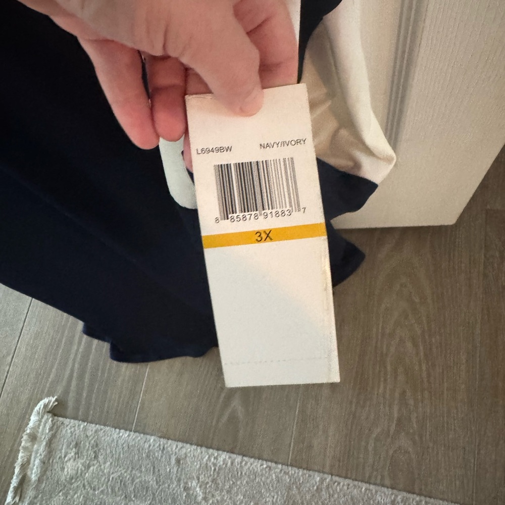 Nina Leonard Navy and White Long Sleeve Dress - Picture 4 of 7